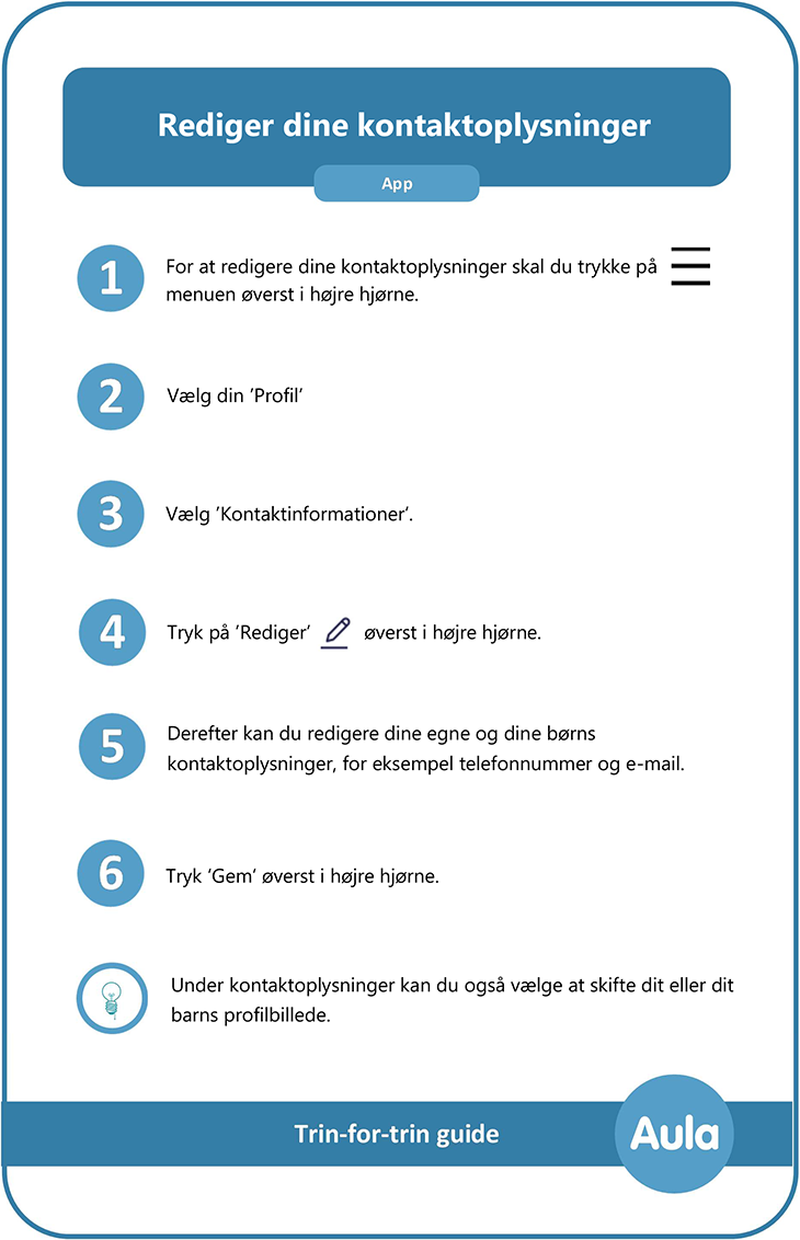Rediger dine kontaktoplysninger